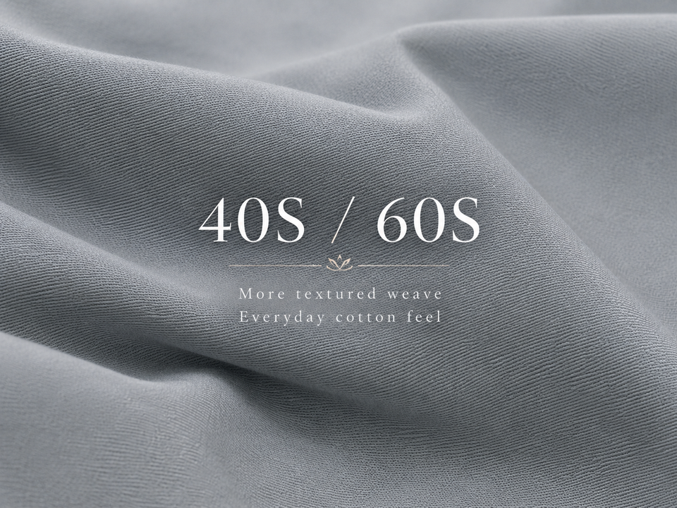 Close-up of typical 40 to 60S fabric texture