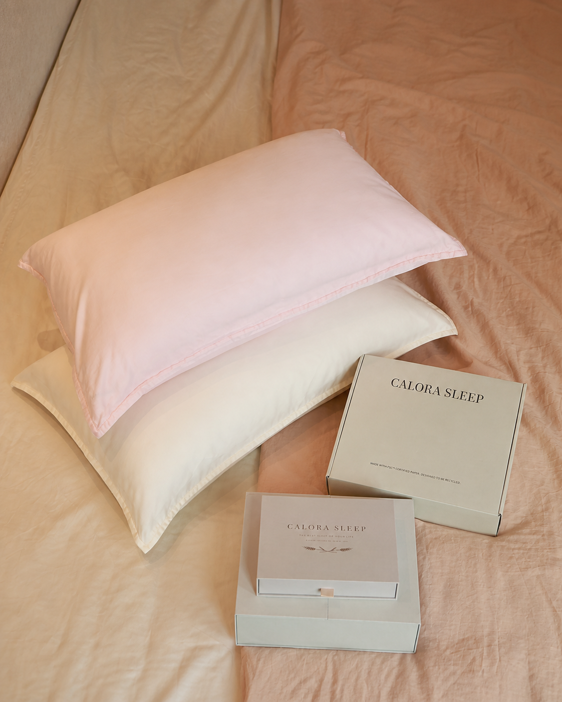 Calora Glide Pillowcase pair with Calora Sleep packaging