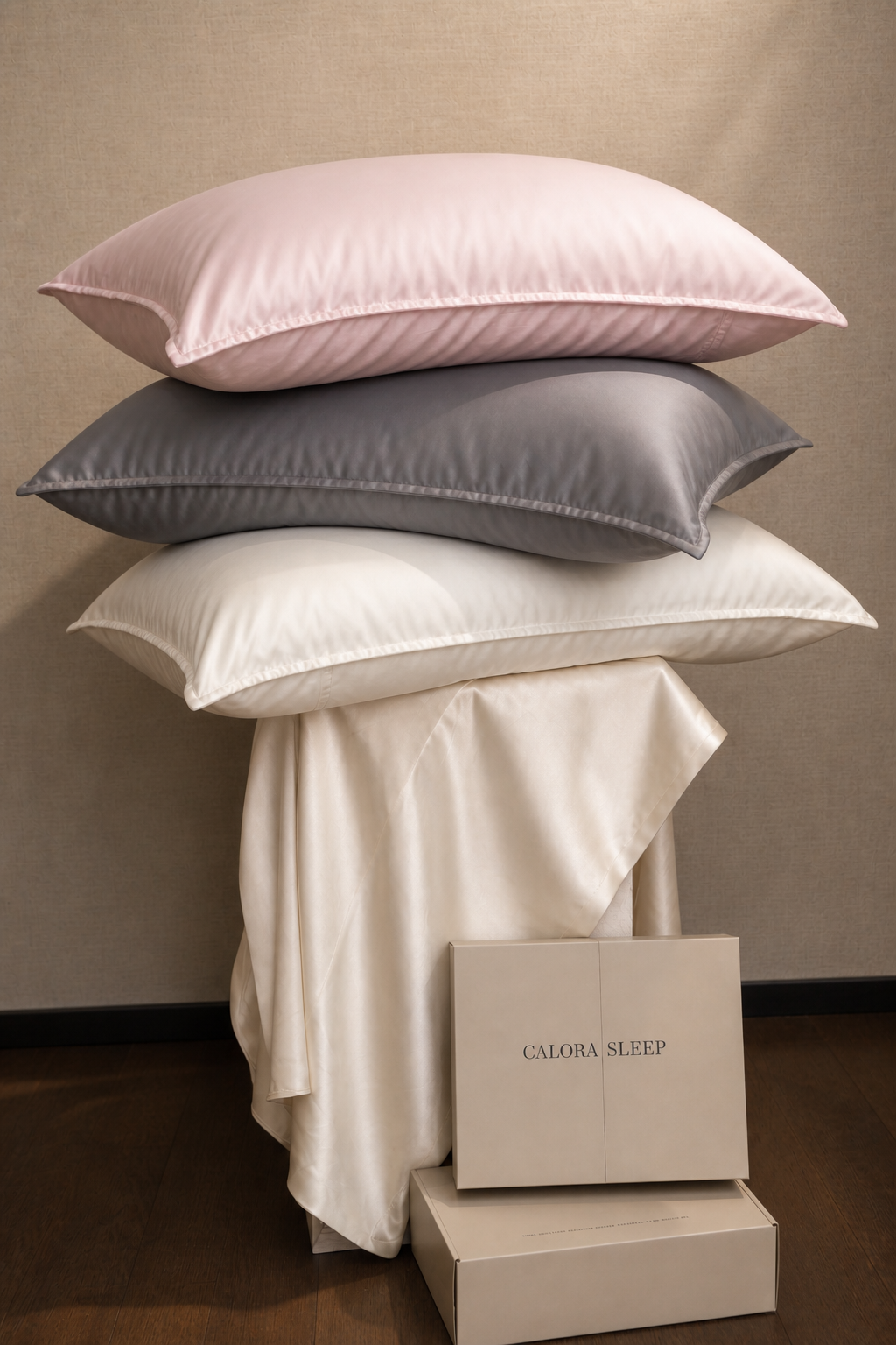 Calora Glide Pillowcases in Blush, Stone, and Pearl