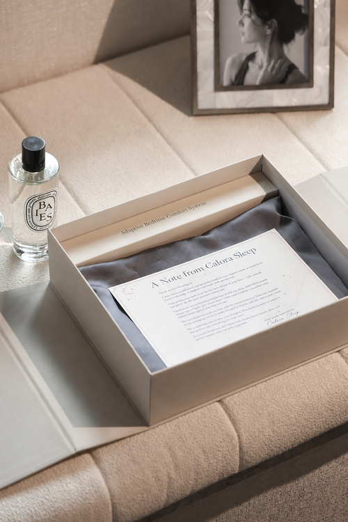 Calora Glide Pillowcase in Stone with gift packaging