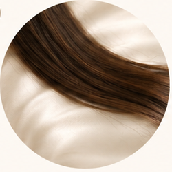 Hair resting smoothly on a Calora pillowcase